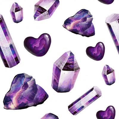 Magic sugilite crystal treasure seamless pattern